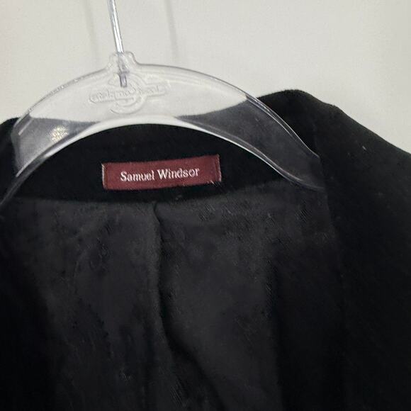 SAMUEL WINDSOR Mens Velvet Single Button Blazer Size 38S Black Regent Jacket - Picture 3 of 11
